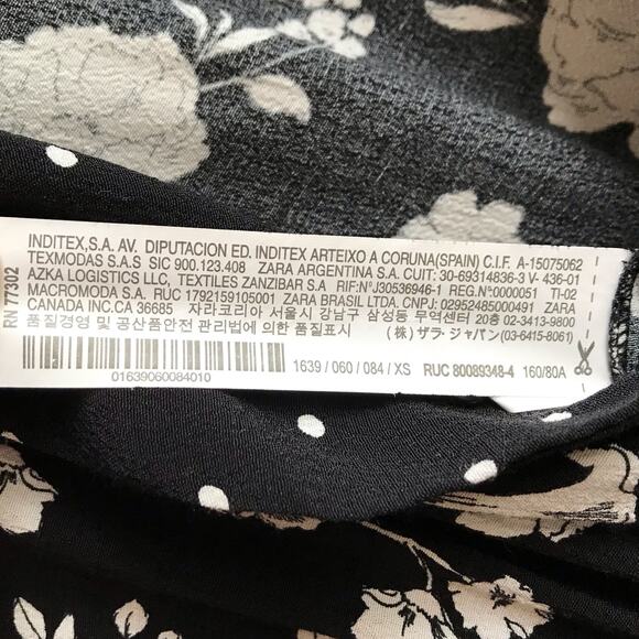 Zara Dark Floral Print Jumpsuit Size XS Long Sleeves V-Neck Going Out Outfit - Picture 14 of 15